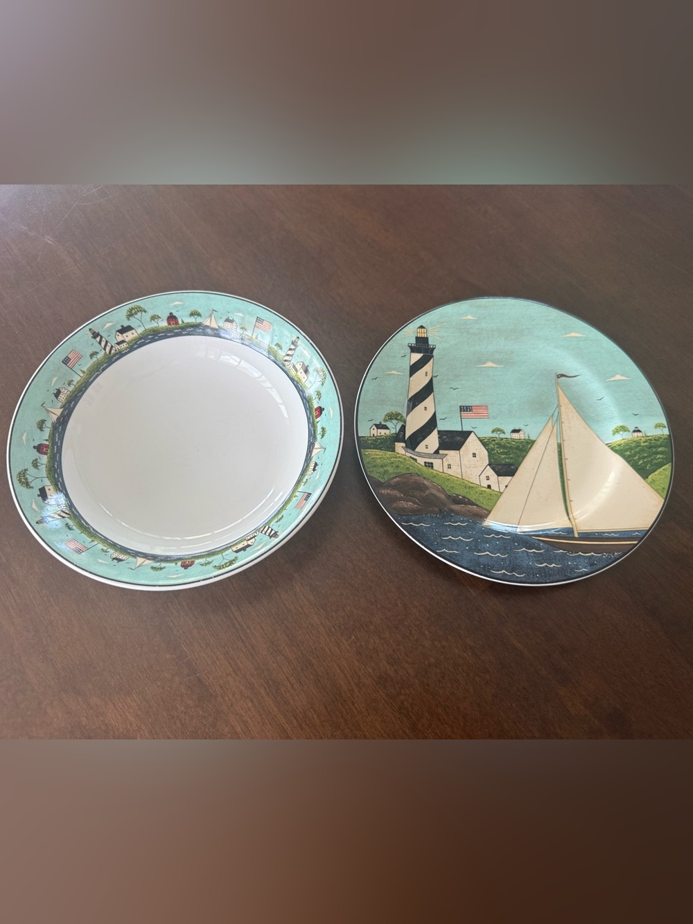 Ocean Breeze plate and bowl set Coastal Americana Folk Art